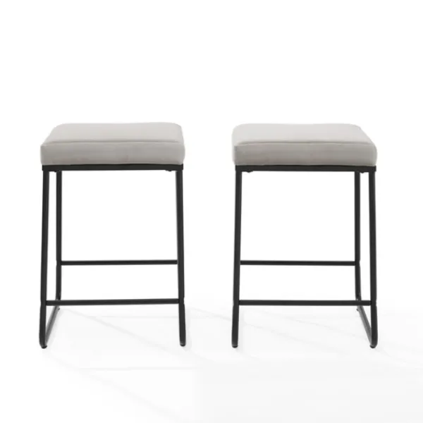 Bar Stools & Counter Height Stools-Kirkland's Home Gray Velvet Cube 2-Pc. Counter Stool Set White