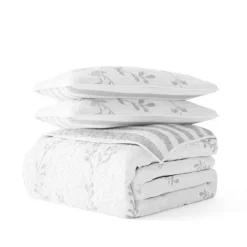 Quilts-Kirkland's Home Gray Vines Reversible 3-Pc. Queen Quilt Set Gray/White