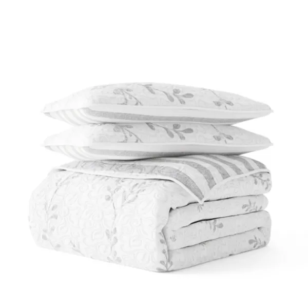 Quilts-Kirkland's Home Gray Vines Reversible 2-Pc. Twin Quilt Set Gray/White