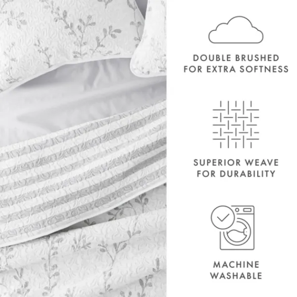 Quilts-Kirkland's Home Gray Vines Reversible 3-Pc. King Quilt Set Gray/White