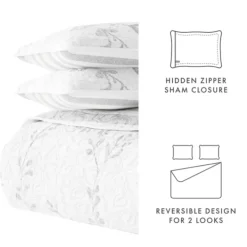 Quilts-Kirkland's Home Gray Vines Reversible 3-Pc. King Quilt Set Gray/White