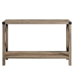 Console Tables-Kirkland's Home Gray Wash Farmhouse X-Frame Console Table Brown