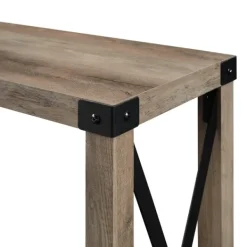 Console Tables-Kirkland's Home Gray Wash Farmhouse X-Frame Console Table Brown
