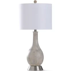 Table Lamps-Kirkland's Home Gray Wash Rounded Table Lamp White