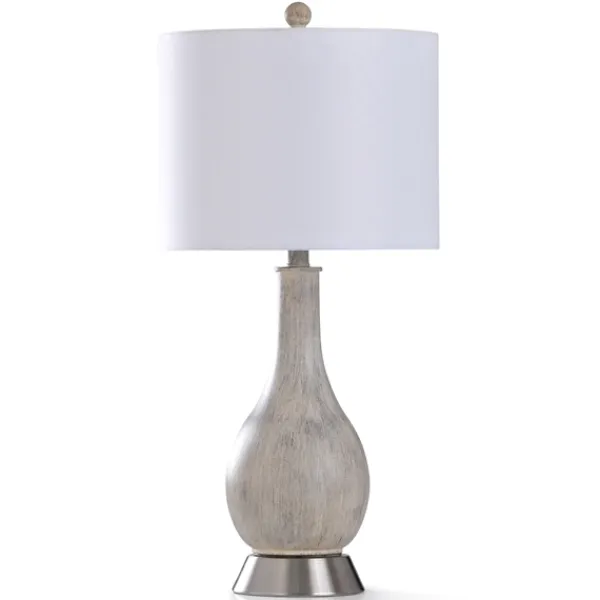 Table Lamps-Kirkland's Home Gray Wash Rounded Table Lamp White