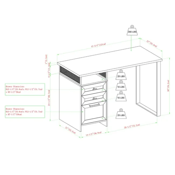 Office Furniture-Kirkland's Home Gray Wash Wood And Mesh 3-Drawer Desk