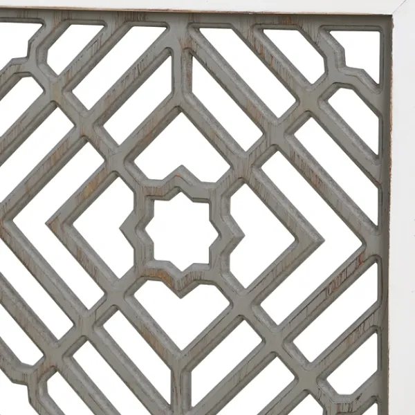 Wall Plaques-Kirkland's Home Gray Washed Wood & White Frame Cut Out Wall Plaque Gray/White