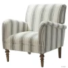 Accent Chairs-Kirkland's Home Gray White Carved Slope Stripe Accent Chair Gray/White