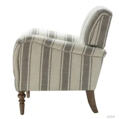 Accent Chairs-Kirkland's Home Gray White Carved Slope Stripe Accent Chair Gray/White
