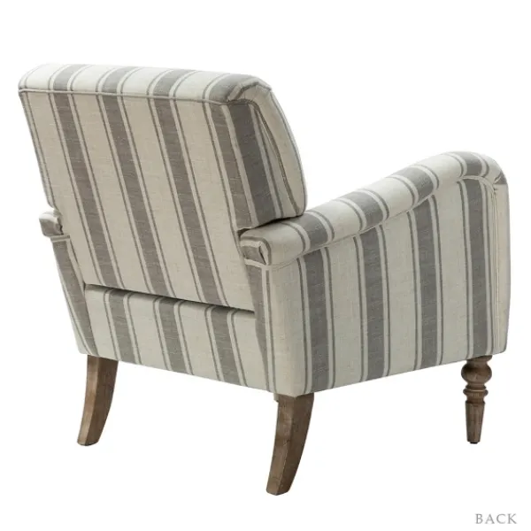 Accent Chairs-Kirkland's Home Gray White Carved Slope Stripe Accent Chair Gray/White