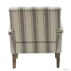 Accent Chairs-Kirkland's Home Gray White Carved Slope Stripe Accent Chair Gray/White