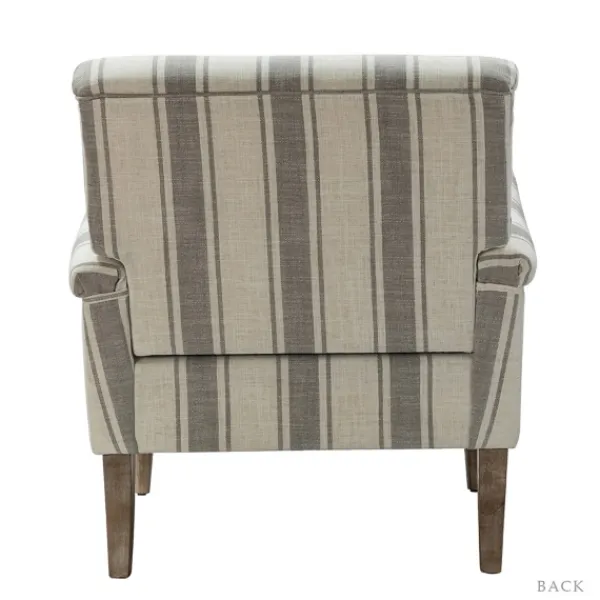 Accent Chairs-Kirkland's Home Gray White Carved Slope Stripe Accent Chair Gray/White