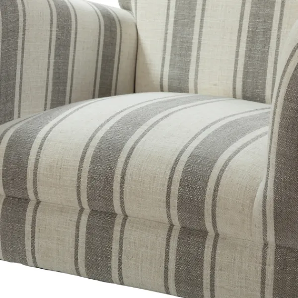 Accent Chairs-Kirkland's Home Gray White Carved Slope Stripe Accent Chair Gray/White
