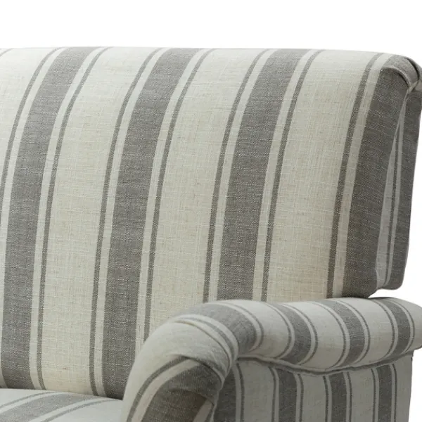 Accent Chairs-Kirkland's Home Gray White Carved Slope Stripe Accent Chair Gray/White
