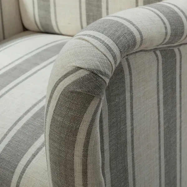 Accent Chairs-Kirkland's Home Gray White Carved Slope Stripe Accent Chair Gray/White