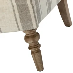 Accent Chairs-Kirkland's Home Gray White Carved Slope Stripe Accent Chair Gray/White