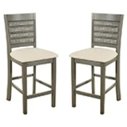 Bar Stools & Counter Height Stools-Kirkland's Home Gray Wilbur Cane Back Counter Stools, Set Of 2 Gray/White