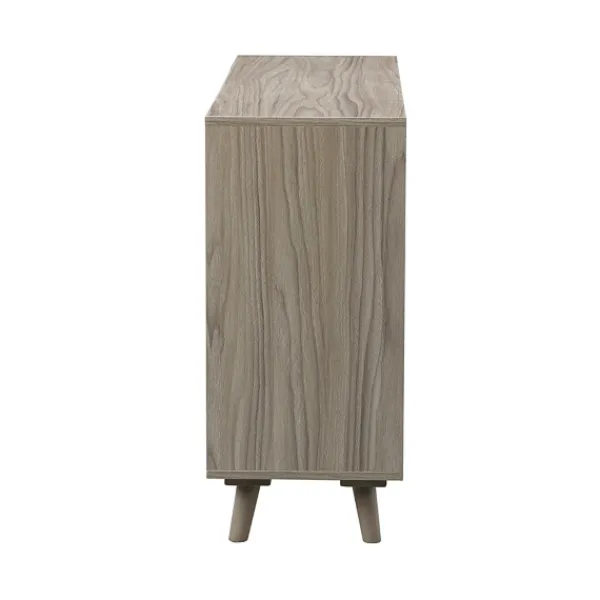 Cabinets & Sideboards-Kirkland's Home Gray Wood And Cane 3-Door Cabinet