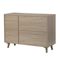 Cabinets & Sideboards-Kirkland's Home Gray Wood And Cane 3-Door Cabinet