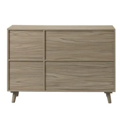 Cabinets & Sideboards-Kirkland's Home Gray Wood And Cane 3-Door Cabinet