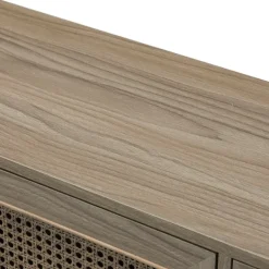Cabinets & Sideboards-Kirkland's Home Gray Wood And Cane 3-Door Cabinet