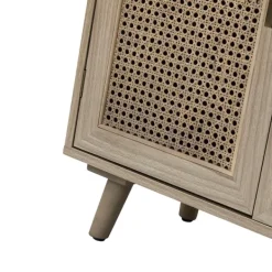 Cabinets & Sideboards-Kirkland's Home Gray Wood And Cane 3-Door Cabinet