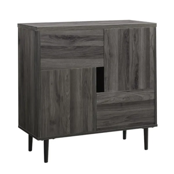 Cabinets & Sideboards-Kirkland's Home Gray Wood 4-Door Modern Cabinet