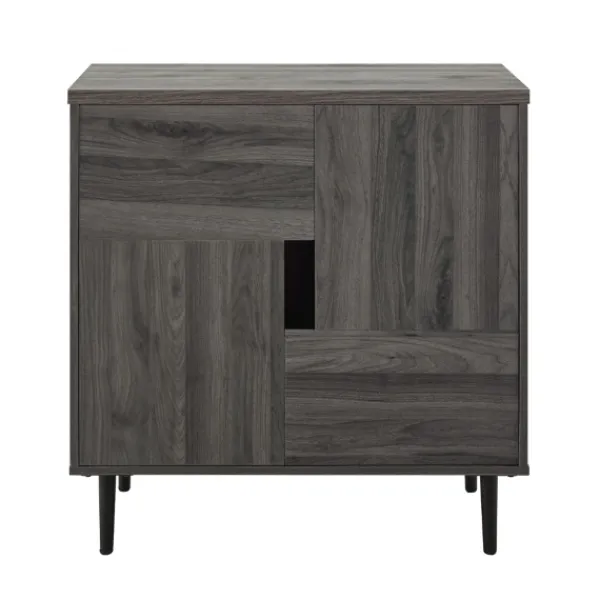Cabinets & Sideboards-Kirkland's Home Gray Wood 4-Door Modern Cabinet