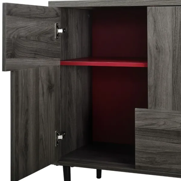 Cabinets & Sideboards-Kirkland's Home Gray Wood 4-Door Modern Cabinet