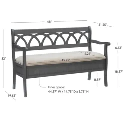Benches & Ottomans-Kirkland's Home Gray Wood Upholstered Storage Bench Gray/White