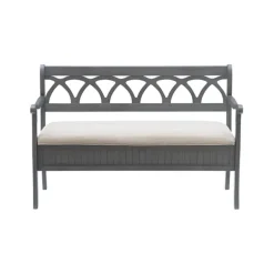 Benches & Ottomans-Kirkland's Home Gray Wood Upholstered Storage Bench Gray/White