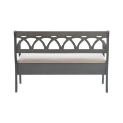 Benches & Ottomans-Kirkland's Home Gray Wood Upholstered Storage Bench Gray/White