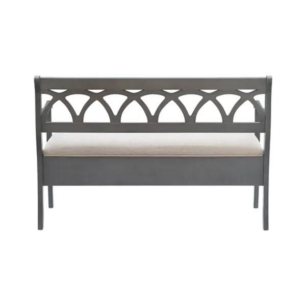 Benches & Ottomans-Kirkland's Home Gray Wood Upholstered Storage Bench Gray/White