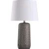 Table Lamps-Kirkland's Home Gray Woven Ceramic Wicker Table Lamp White/Ivory