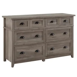 Dressers & Chests-Kirkland's Home Graywash Wood Cup Handle Dresser Tan