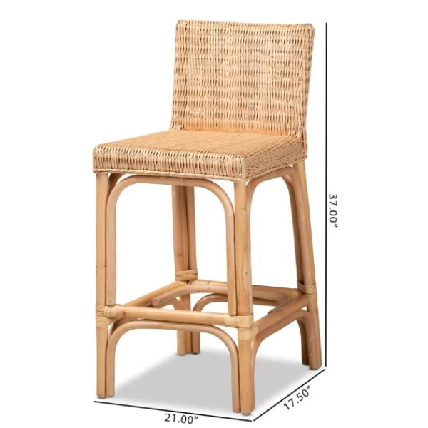 Bar Stools & Counter Height Stools-Kirkland's Home Greek Natural Rat Woven Counter Stool Tan