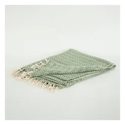 Blankets & Throws-Kirkland's Home Green And Ivory Chevron Cotton Throw Green/Ivory