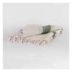Blankets & Throws-Kirkland's Home Green And Natural Colorblock Chevron Throw Green/Tan