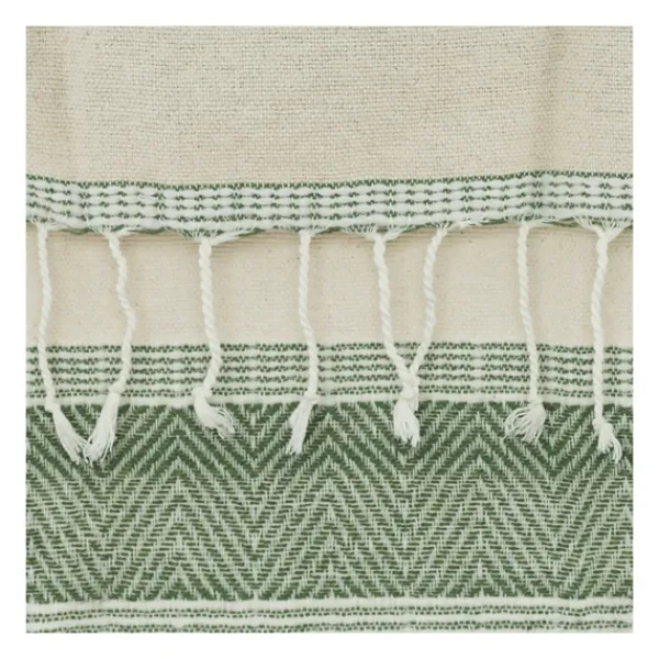 Blankets & Throws-Kirkland's Home Green And Natural Colorblock Chevron Throw Green/Tan