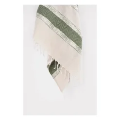Blankets & Throws-Kirkland's Home Green And Natural Colorblock Chevron Throw Green/Tan