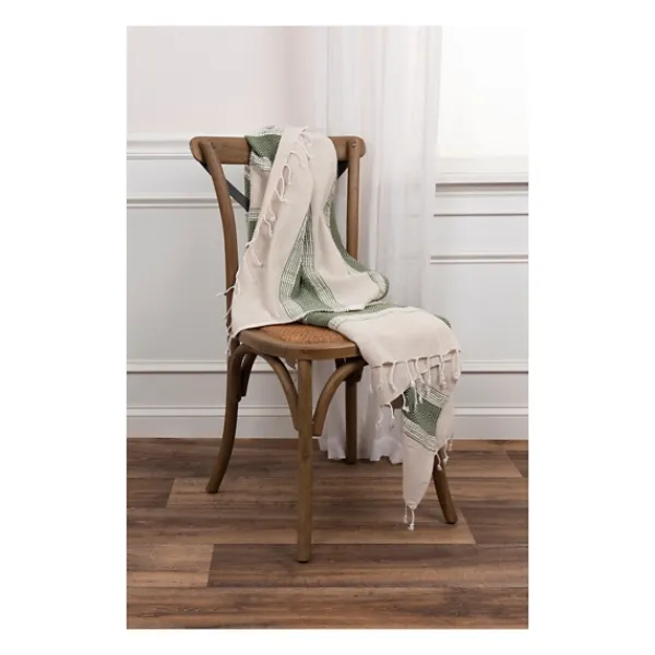 Blankets & Throws-Kirkland's Home Green And Natural Colorblock Chevron Throw Green/Tan