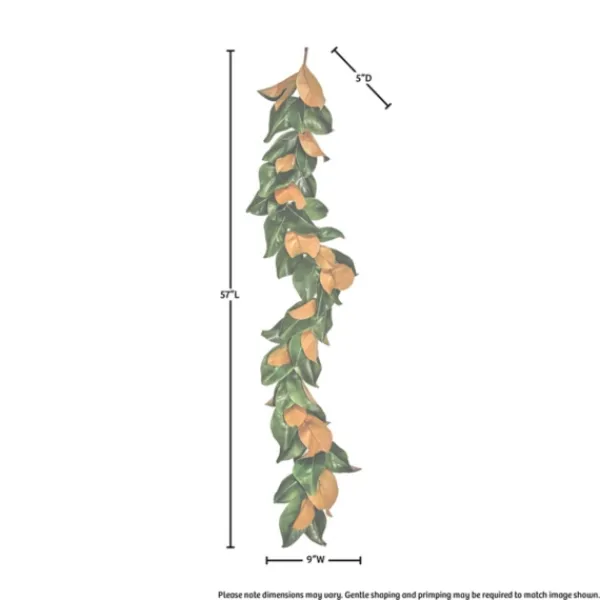Arrangements & Greenery-Kirkland's Home Green And Orange Magnolia Leaf Garland Green/Orange