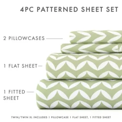 Bed Sheets-Kirkland's Home Green And White Chevron 3-Pc. Twin Sheet Set Green/White