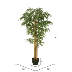 Trees & Topiaries-Kirkland's Home Green Bamboo Tree In Black Planter