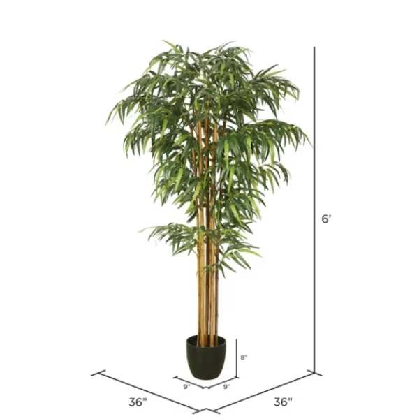 Trees & Topiaries-Kirkland's Home Green Bamboo Tree In Black Planter