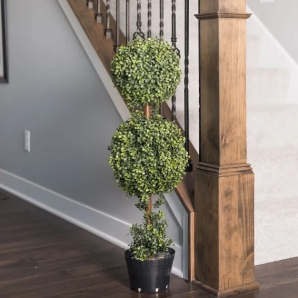 Trees & Topiaries-Kirkland's Home Green Double Ball Boxwood Potted Topiary