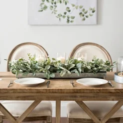 Arrangements & Greenery-Kirkland's Home Green Eucalyptus Galvanized Centerpiece Green/Silver
