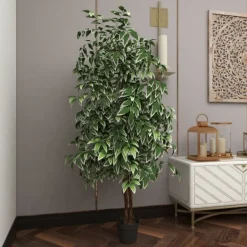Trees & Topiaries-Kirkland's Home Green Ficus Potted Tree, 73 In.