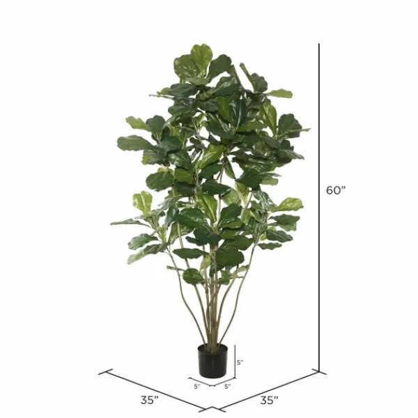 Trees & Topiaries-Kirkland's Home Green Fiddle Leaf Tree, 5 Ft.