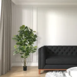 Trees & Topiaries-Kirkland's Home Green Fiddle Leaf Tree, 5 Ft.